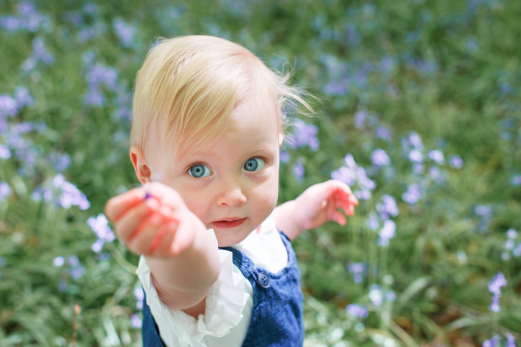 Child in Micheldever Woods with bluebells | Ewa Jones Photography